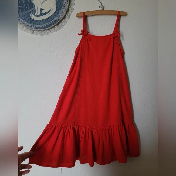 Zara Red Linen Dress - Picture 4 of 6